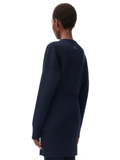 Loewe Long Ribbed Wool Sweater In Blue