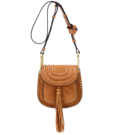 Shop Chloé Hudson Small Suede Shoulder Bag In Caramel