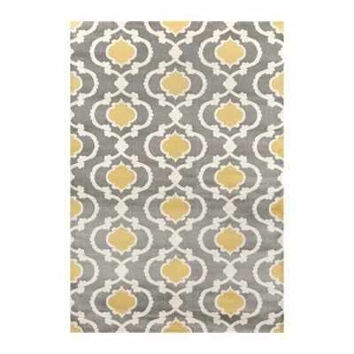 Hivvago 5'3" X 7'3"' Grey Yellow Trellis Geometric Polpropylene Area Rug In Yellow