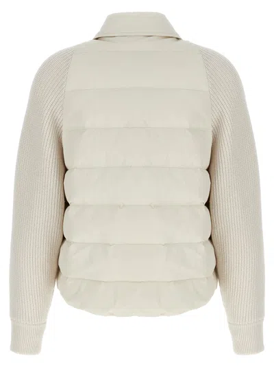 Brunello Cucinelli Two-material Down Jacket With Shiny Flap Detail