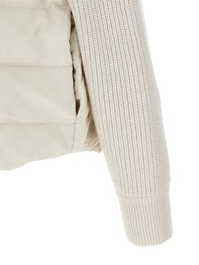 Brunello Cucinelli Two-material Down Jacket With Shiny Flap Detail