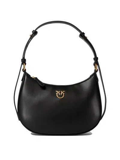 Pinko Mini Love Bag Half Moon Simply In Black-antique Gold