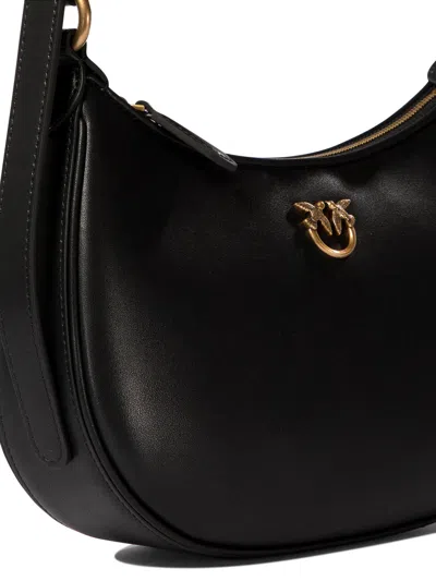 Pinko Mini Love Bag Half Moon Simply In Black-antique Gold