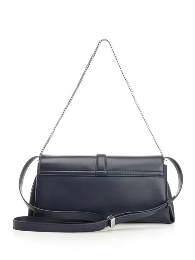 Ferragamo Gancino Pouch Medium Shoulder Bag With Shoudler Strap And Chain Shoulder Bags Blue