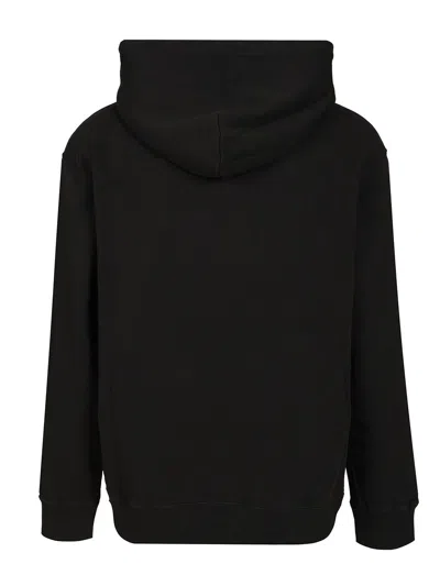 Mm6 Maison Margiela Numeric Print Black Hoodie With Front Kangaroo Pocket In Black