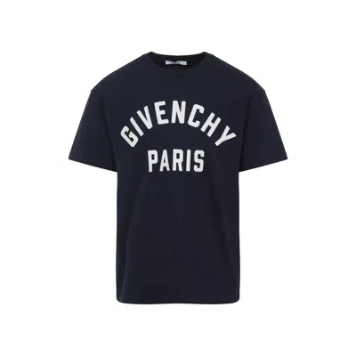 Givenchy Navy Short-sleeved T-shirt With Logo In Blue