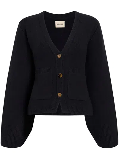 Khaite Scarlet Knitted Cardigan In Blue