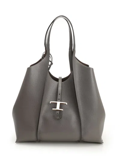 Tod's Tsb Shopping Pend. T Media Shoulder Bags Grey