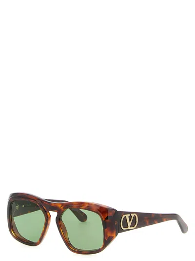 Valentino Sunglasses With Tortoiseshell Frame And Green Lenses
