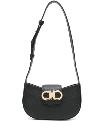 Ferragamo Gabry Black Calf Leather Shoulder Bag