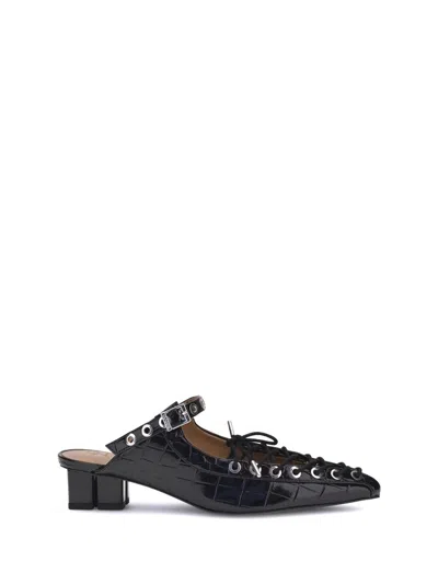 Ganni Women Oleatex Laced Mules In Black