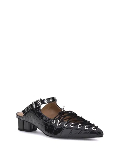 Ganni Women Oleatex Laced Mules In Black