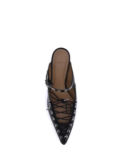 Ganni Women Oleatex Laced Mules In Black