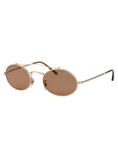 Giorgio Armani Matte Pale Gold Metal Sunglasses In Brown