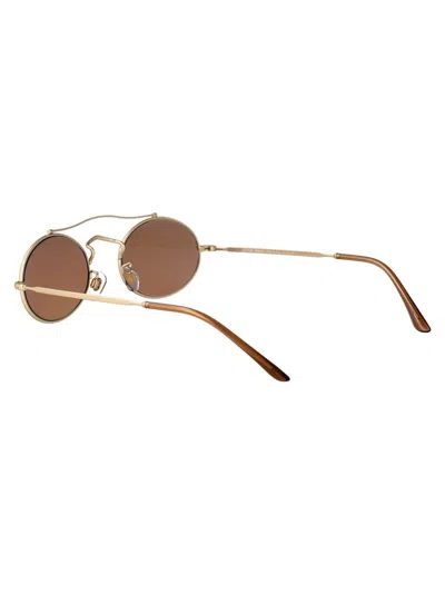 Giorgio Armani Matte Pale Gold Metal Sunglasses In Brown