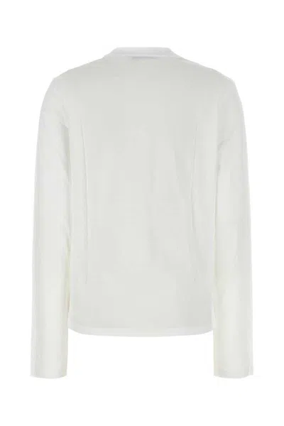 Prada Cotton Crew Neck T-shirt Long Sleeves In White
