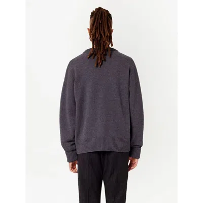 Ami Alexandre Mattiussi Heather Grey Wool Cardigan With Embroidered Logo In Gray
