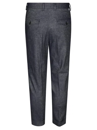 Paolo Pecora Tailored Grey Linen-blend Trousers With Pleats In Gray
