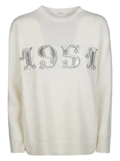 Max Mara Plata 1951 Strass Jersey Sweater In White