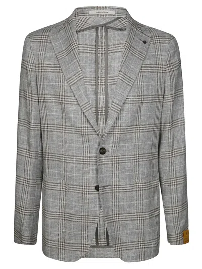 Tagliatore Montecarlo Single-breasted Check Pattern Jacket In Gray
