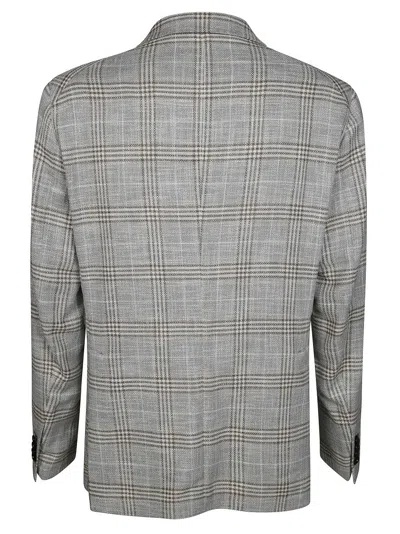 Tagliatore Montecarlo Single-breasted Check Pattern Jacket In Gray