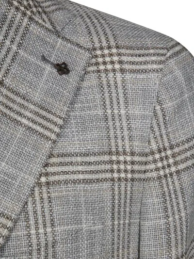 Tagliatore Montecarlo Single-breasted Check Pattern Jacket In Gray