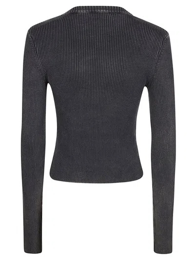 Diesel M-anchor-a Rib Knit Cropped Sweater In Black