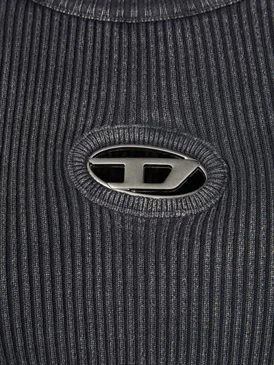 Diesel M-anchor-a Rib Knit Cropped Sweater In Black