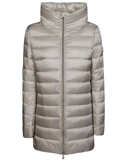 Save The Duck Padded High-collar Jacket With Quilted Texture In Gray
