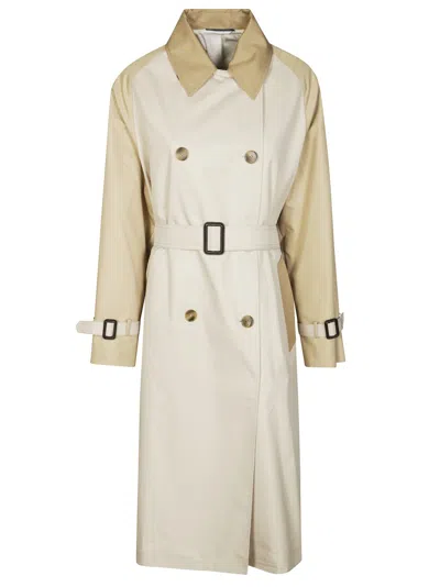 Max Mara Weekend Lightweight Gabardine Trench Coat With Color-blocked Details In Gray