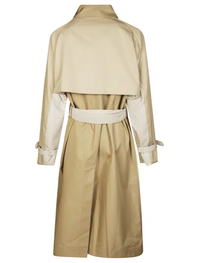 Max Mara Weekend Lightweight Gabardine Trench Coat With Color-blocked Details In Gray