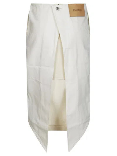 Jw Anderson J. W. Anderson Layered Midi Skirt With Unique Split Detail In Neutral