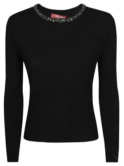 Max Mara Catone Jeweled Crewneck Sweater