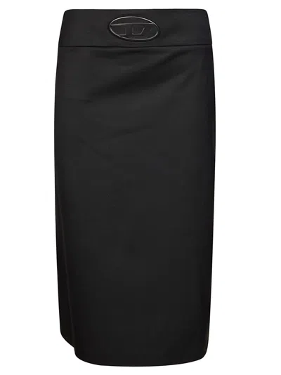 Diesel O-seus High Waist Long Pencil Skirt In Black