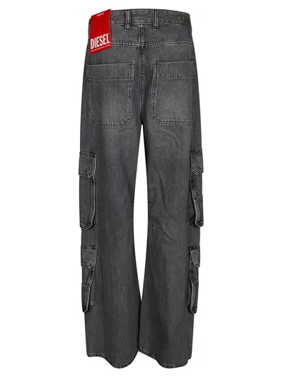 Diesel 'd-sire 1996' Grey Cargo Jeans With Faded Effect In Gray