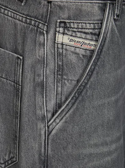 Diesel 'd-sire 1996' Grey Cargo Jeans With Faded Effect In Gray