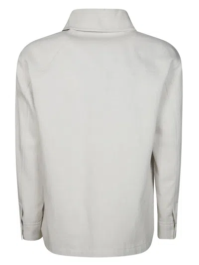 Max Mara Lightweight Neutrals Top With Classic Collar In Gray