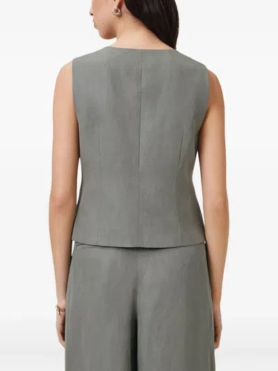 Allsaints Averie Button-fastening Sleeveless Vest In Gray