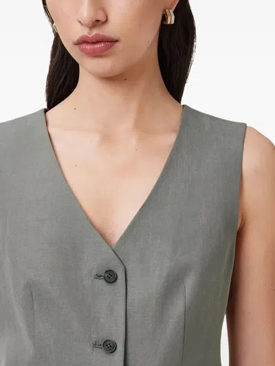 Allsaints Averie Button-fastening Sleeveless Vest In Gray