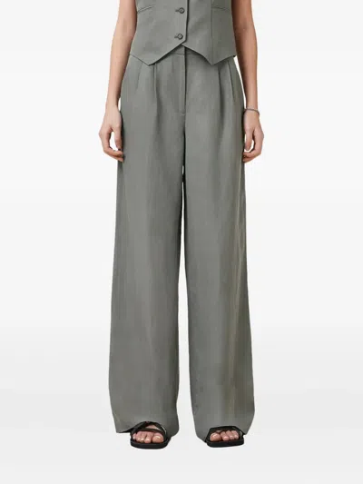 Allsaints Pleated Wide-leg Averie Trousers In Gray