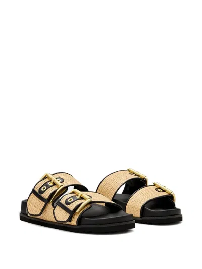 Allsaints Sian Woven Buckled Sandals In Neutral