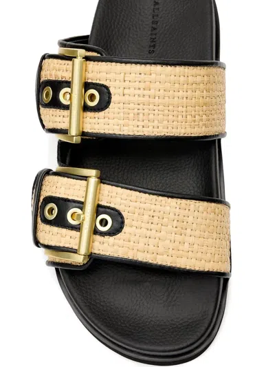 Allsaints Sian Woven Buckled Sandals In Neutral
