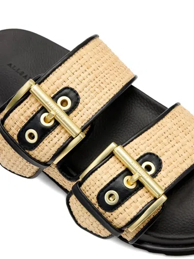 Allsaints Sian Woven Buckled Sandals In Neutral