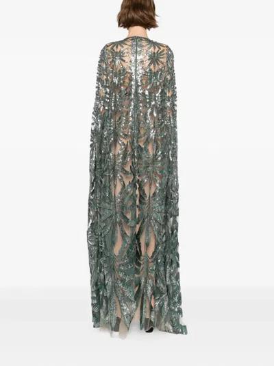 Elie Saab Embroidered Tulle Kaftan In Green