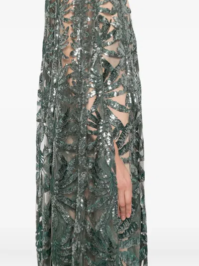 Elie Saab Embroidered Tulle Kaftan In Green