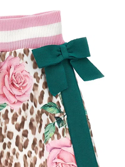 Monnalisa Leopard Rose Wide-leg Sweatpants In Multi