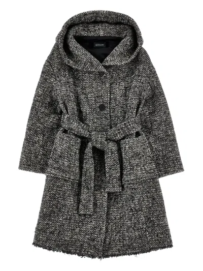 Monnalisa Hooded Coat In Gray