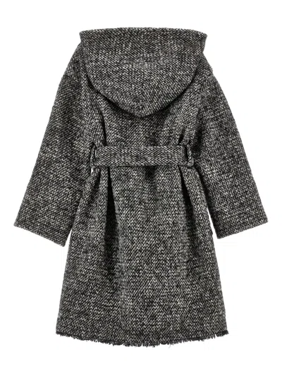Monnalisa Hooded Coat In Gray