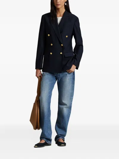Polo Ralph Lauren Camden Wool Gabardine Double-breasted Jacket In Blue