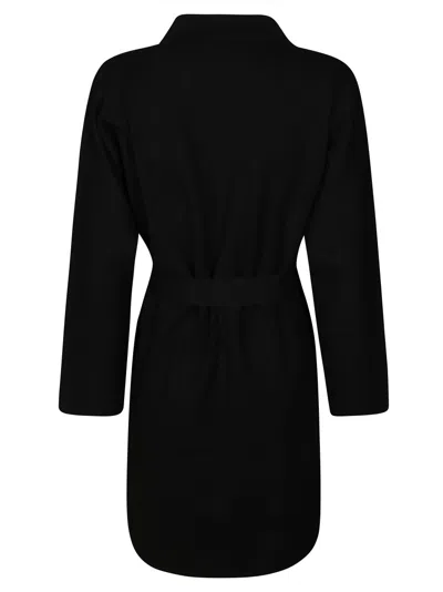 Max Mara Black Wrap Coat With Belted Waist In Black